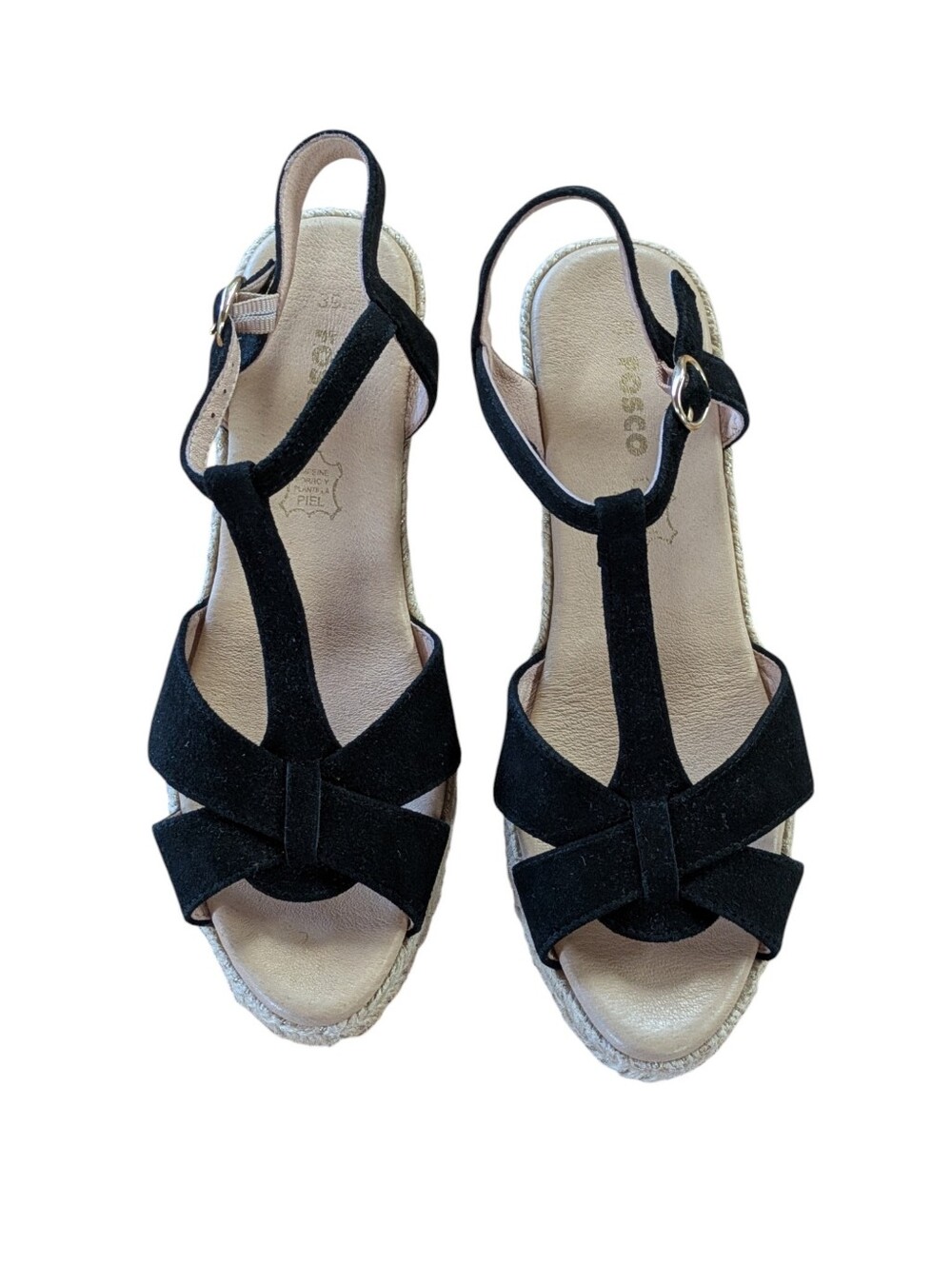 Fosco Espadrille Wedge Sandals Black Size 39 - Picture 3 of 11